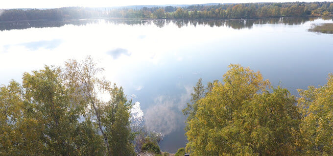 suomalainen maisema, järvi, puita, auringonlasku, kesä